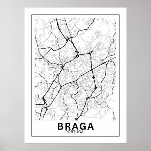 Mapa Da Cidade Braga Estilo Linha Clássico Poster (Vorne)