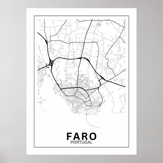 Mapa Da Cidade Faro Estilo Linha Clássico Poster (Vorne)