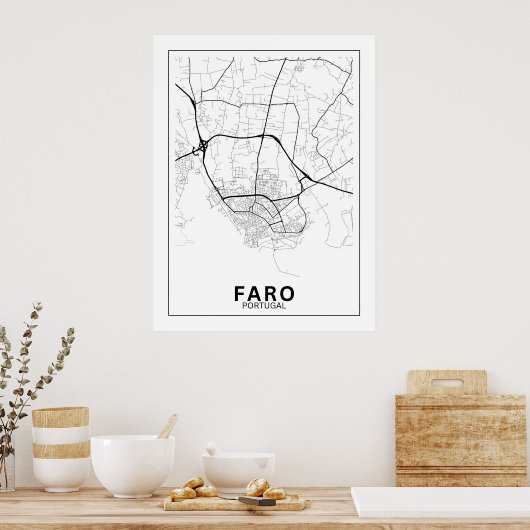 Mapa Da Cidade Faro Estilo Linha Clássico Poster (Küche)