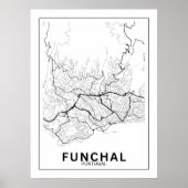 Mapa Da Cidade Funchal Estilo Linhas Clássico Poster (Vorne)