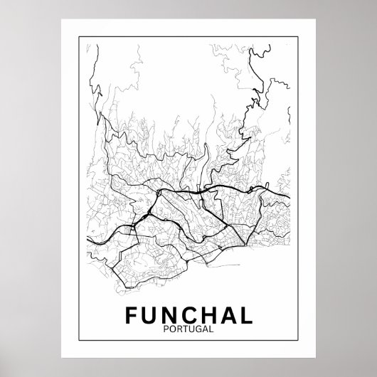 Mapa Da Cidade Funchal Estilo Linhas Clássico Poster (Vorne)