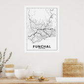 Mapa Da Cidade Funchal Estilo Linhas Clássico Poster (Küche)