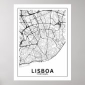 Mapa Da Cidade Lisboa Estilo Linhas Clássico Poster (Vorne)