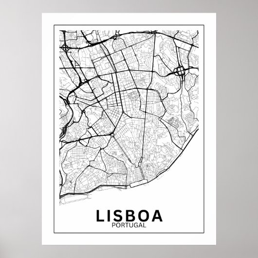 Mapa Da Cidade Lisboa Estilo Linhas Clássico Poster (Vorne)