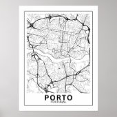 Mapa Da Cidade Porto Estilo Linha Clássico Poster (Vorne)