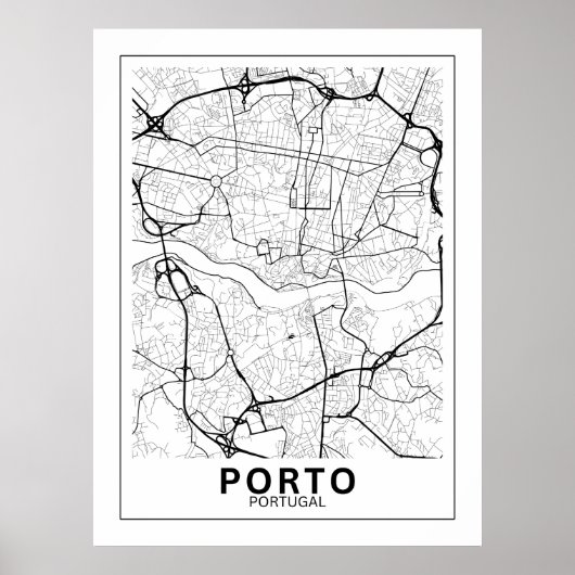 Mapa Da Cidade Porto Estilo Linha Clássico Poster (Vorne)