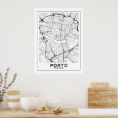 Mapa Da Cidade Porto Estilo Linha Clássico Poster (Küche)