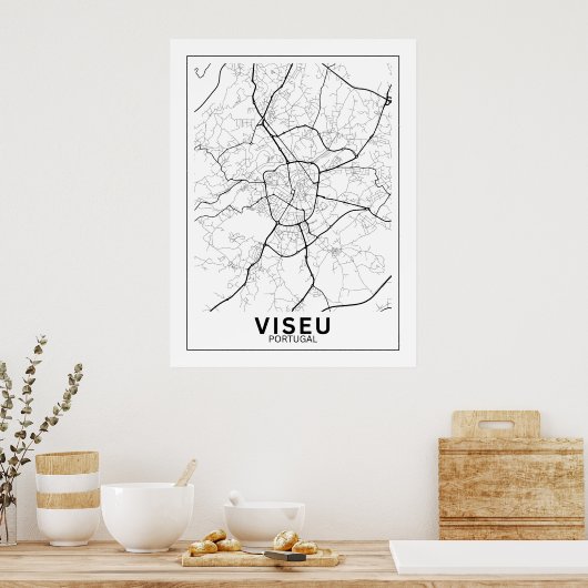  Mapa Da Cidade Viseu Estilo Linha Clássico Poster (Küche)