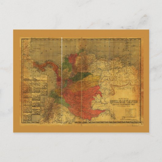 Mapa de la Republica de Colombia (1912) Postkarte (Vorderseite)