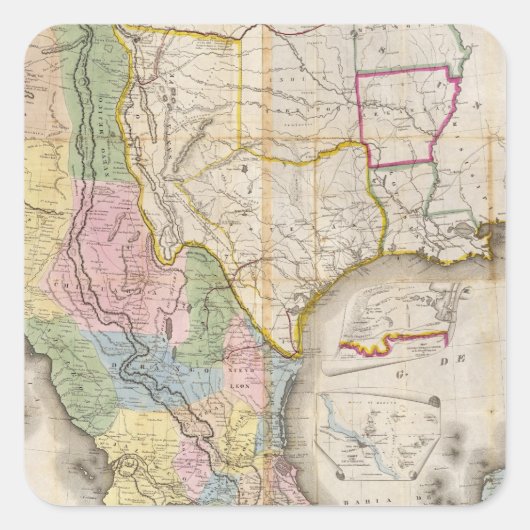 Mapa de los Estados Unidos De Mejico Quadratischer Aufkleber (Vorderseite)