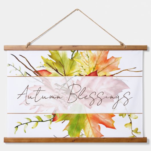 Maple-Blätter mit benutzerdefiniertem Textband Wandteppich Mit Holzrahmen (Vorne)