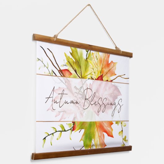 Maple-Blätter mit benutzerdefiniertem Textband Wandteppich Mit Holzrahmen (Gewinkelt)