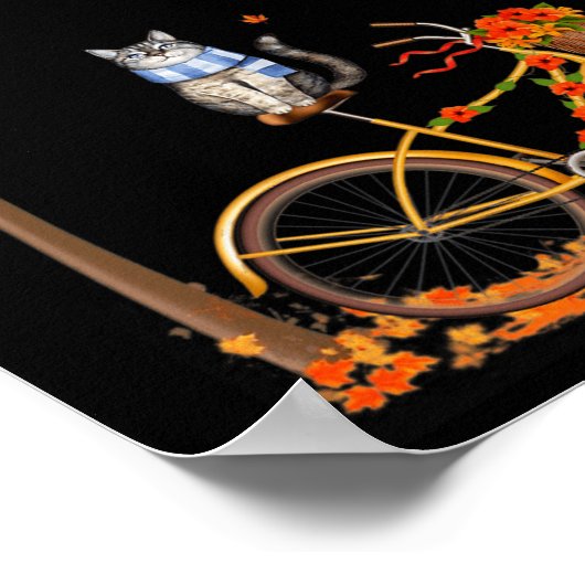 Maple Cat Bike Leaf Fall Hallo Herbstspass Poster (Ecke)