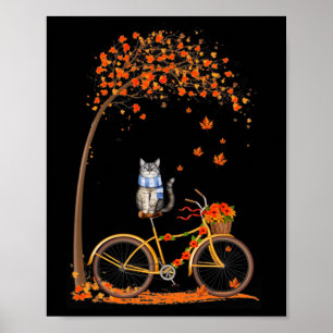 Maple Cat Bike Leaf Fall Hallo Herbstspass Poster