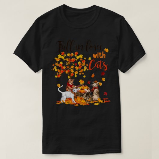 Maple Cat Leaf Fall Hallo Herbst Fahrradgeschenk K T-Shirt (Design vorne)