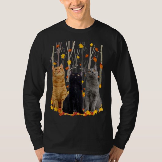Maple Cat Leaf Fall Hallo Herbst Schöne Küche T-Shirt (Vorderseite)