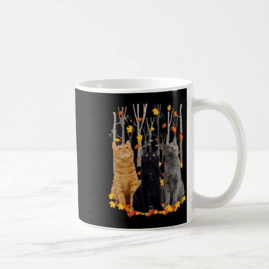Maple Cat Leaf Fall Hallo Herbst Spaß Kitty Kaffeetasse (Rechts)