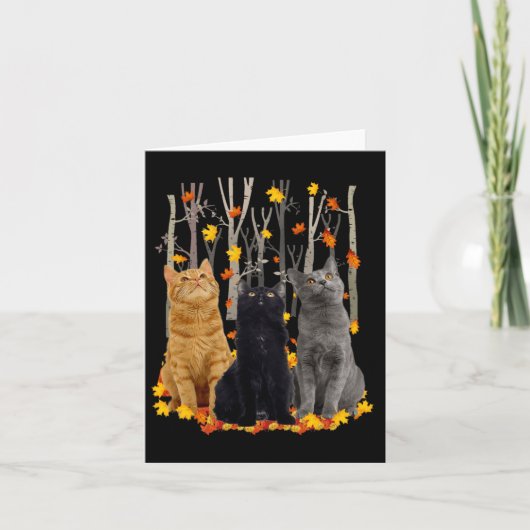 Maple Cat Leaf Fall Hallo Herbst Spaß Kitty Karte (Vorderseite)