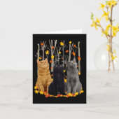 Maple Cat Leaf Fall Hallo Herbst Spaß Kitty Karte (Gelbe Blume)
