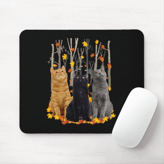 Maple Cat Leaf Fall Hallo Herbst Spaß Kitty Mousepad (Mit Mouse)