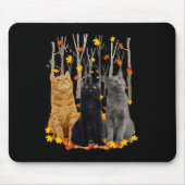 Maple Cat Leaf Fall Hallo Herbst Spaß Kitty Mousepad (Vorne)