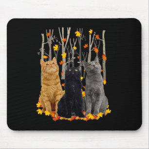 Maple Cat Leaf Fall Hallo Herbst Spaß Kitty Mousepad