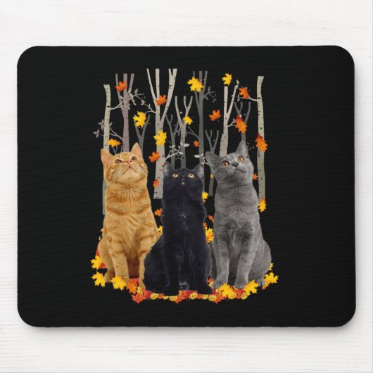 Maple Cat Leaf Fall Hallo Herbst Spaß Kitty Mousepad (Vorne)