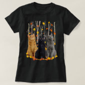 Maple Cat Leaf Fall Hello Autumn Funny Kitty T-Shirt (Design vorne)