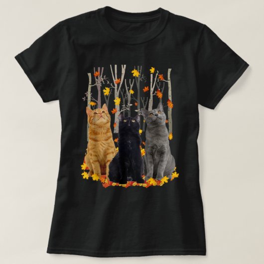 Maple Cat Leaf Fall Hello Autumn Funny Kitty  T-Shirt (Design vorne)