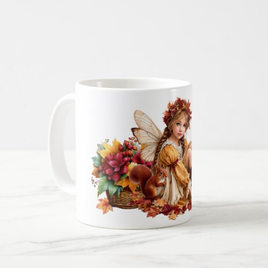 Maple Clan Fee – Begleitende Herbstwaldszene Kaffeetasse (Vorderseite Links)