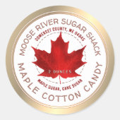 Maple Cotton Candy Gold Border Red Maple Leaf Runder Aufkleber (Vorderseite)