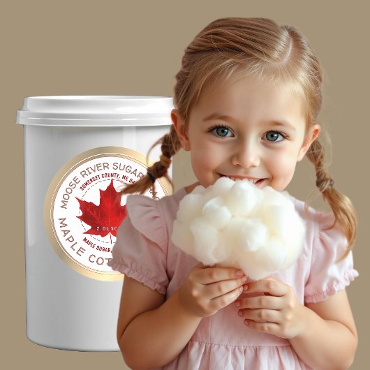 Maple Cotton Candy Gold Border Red Maple Leaf Runder Aufkleber