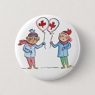 Maple Leaf Balloons Button