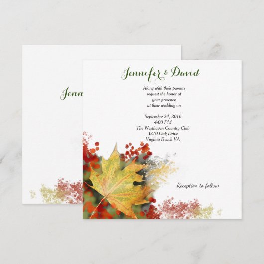 Maple Leaf Fall Custom Wedding Einladung (Vorne/Hinten)