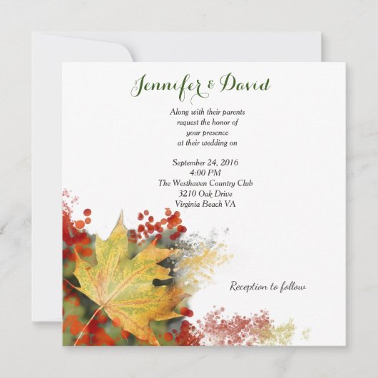 Maple Leaf Fall Custom Wedding Einladung (Vorderseite)