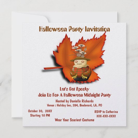 Maple Leaf Fall Halloween Mitternacht Party Einladung (Vorderseite)