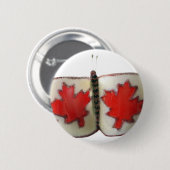 "Maple Leaf Monarch" Kanadische Flagge Schmetterli Button (Vorne & Hinten)