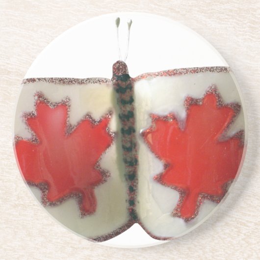 "Maple Leaf Monarch" Kanadischer-Flaggen-Schmetter Untersetzer (Vorne)