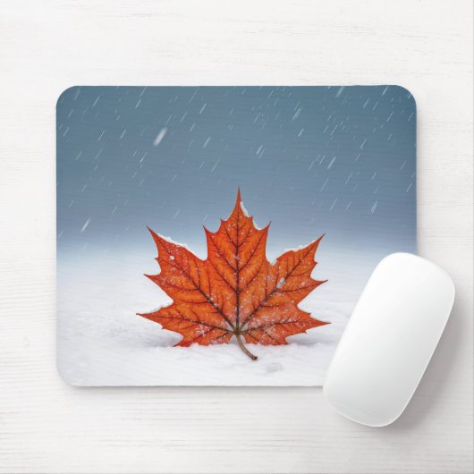 Maple Leaf On Fresh Snow Mousepad (Mit Mouse)