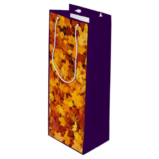 Maple Leaf Pattern-25877 Geschenktüte Für Weinflaschen (Vorderseite Schrägansicht)
