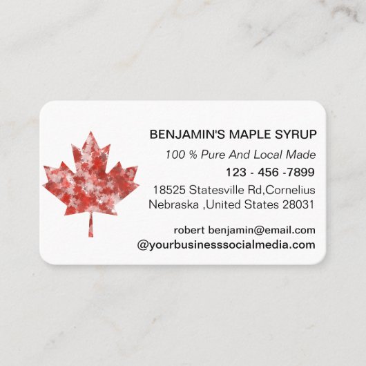 Maple Leaf Red Canada Visitenkarte (Vorderseite)