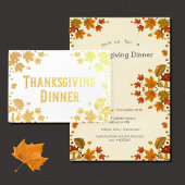maple leaves& musrooms - Thanksgiving invitation Folienkarte