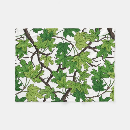 Maple leaves on white fleecedecke (Vorderseite (Horizontal))