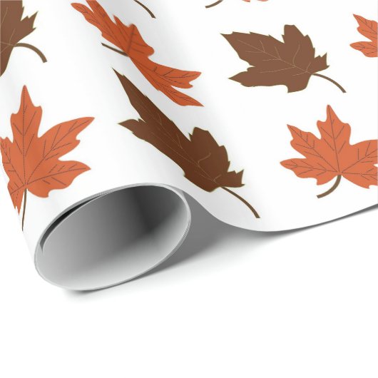 Maple Leaves Wrapping White Pattern Geschenkpapier (Rolleneckpunkt)