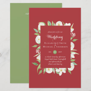Maple Red Green Magnolia Budget Hochzeit Einladung