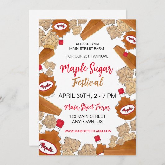 Maple Sugar Festival Sirup Candy Maine Canada Pie Einladung (Vorne/Hinten)