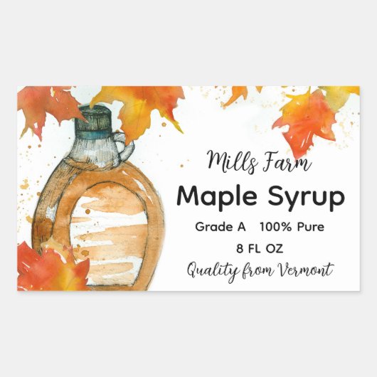 Maple Syrup Bottle Label Leaves Business Sticker (Vorderseite)