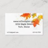 Maple Syrup For Sale Quality All Natural Visitenkarte (Rückseite)