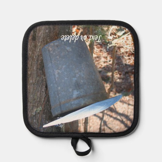 Maple Syrup Sap Bucket on Tree Personalized Topflappen (Vorderseite)