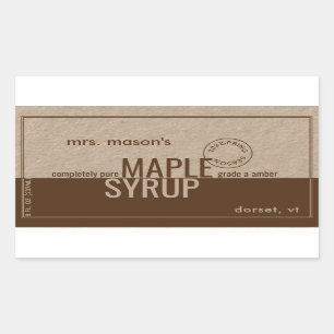 MAPLE SYRUP SPRING SAISON KRAFT UND BROWN ETIKETT RECHTECKIGER AUFKLEBER